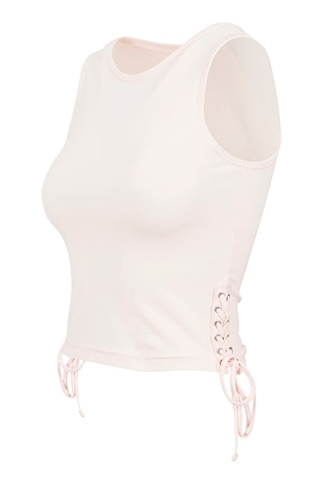 LADIES LACE UP CROPPED TOP PINK 5