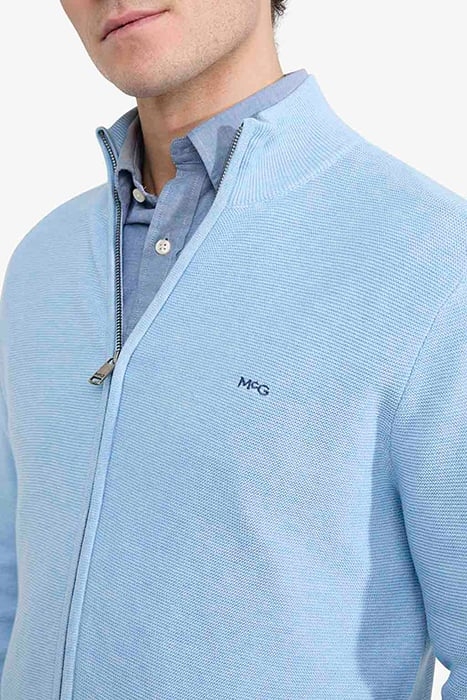 STRUCTURED ZIP THRU CARDIGAN LIGHT BLUE 6