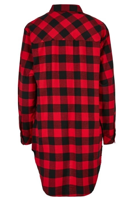 LADIES OVERSIZED CHECK FLANNEL SHIRT DRESS BLACK/RED 5