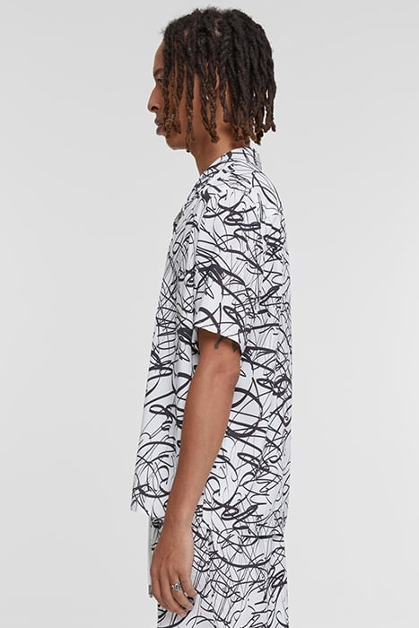 VISCOSE AOP RESORT SHIRT WHITESCRIBBLE 6