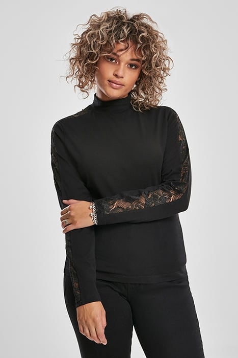 LADIES LACE STRIPED LS BLACK 1