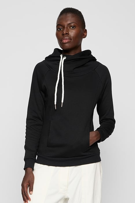 LADIES RAGLAN HIGH NECK HOODY BLACK 1