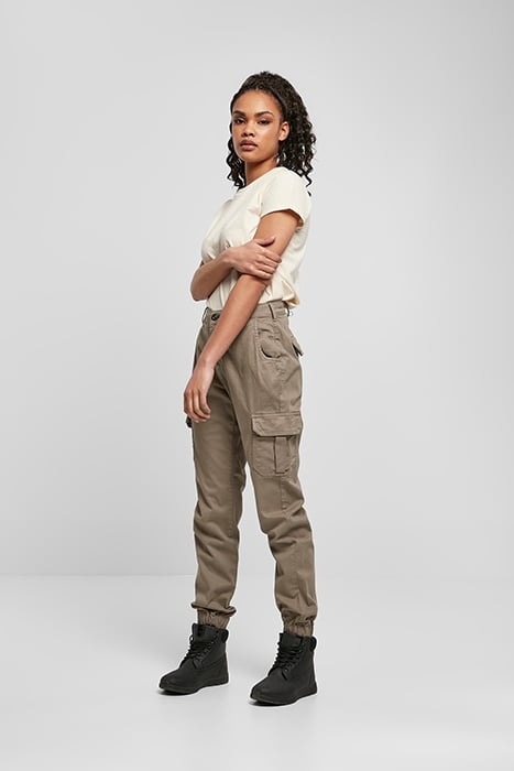 LADIES HIGH WAIST CARGO PANTS SOFTTAUPE 3