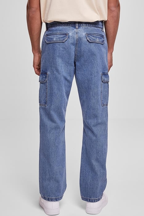 STRAIGHT LEG CARGO JEANS LIGHT BLUE WASHED 2