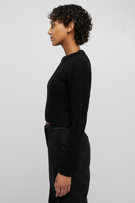 LADIES SHORT WAFFLE SWEATER BLACK 6