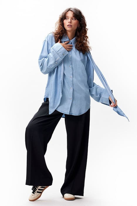 DENIM BLOUSE WITH DETACHABLE BOW LIGHT BLUE 5