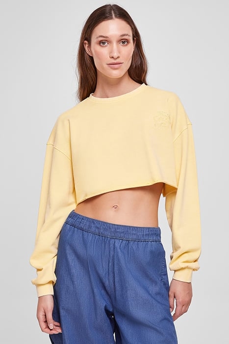 LADIES CROPPED FLOWER EMBROIDERY TERRY CREWNECK VINTAGESUN 1