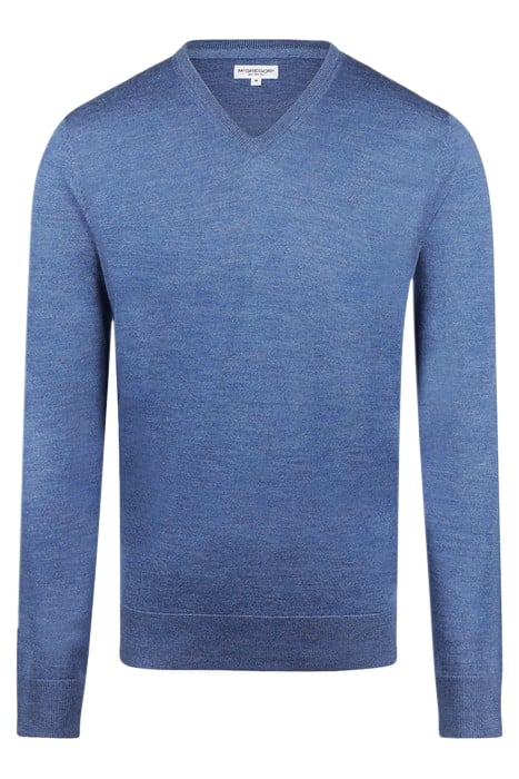 FINE MERINO V-NECK SWEATER VINTAGE BLUE 4
