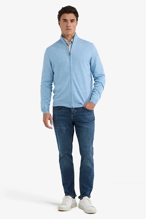 FINE MERINO ZIP THRU CARDIGAN LIGHT BLUE 2