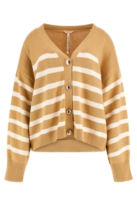 MIRELLE LS CARDI SWT FOAMY TAUPE AND WHIT 1