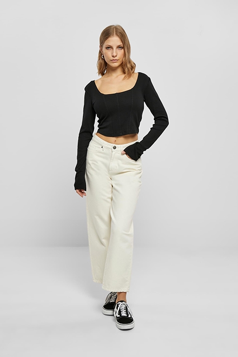 LADIES SHORT RIB CORSAGE LONGSLEEVE BLACK 3