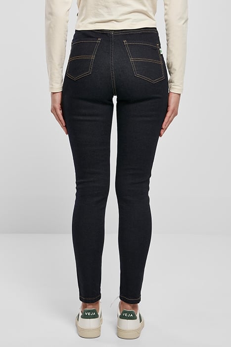 LADIES ORGANIC HIGH WAIST SKINNY JEANS DARKBLUE RAW 2