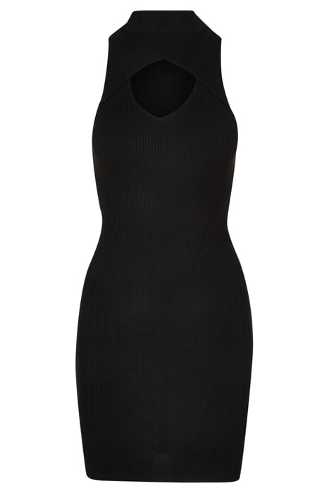 LADIES CUT OUT SLEEVLESS DRESS BLACK 4