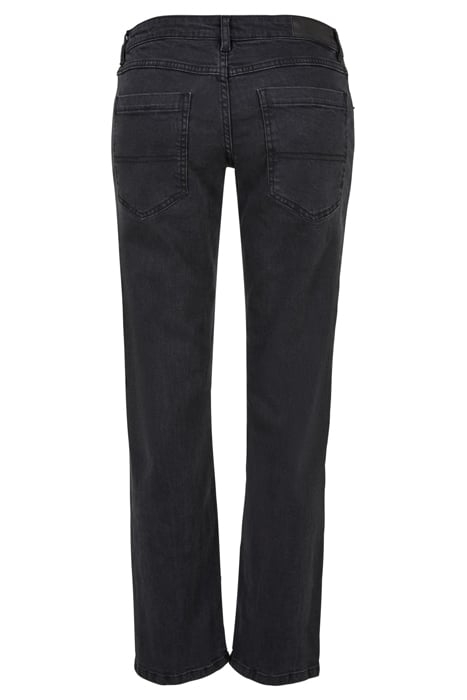 LADIES LOW WAIST STRAIGHT DENIM PANTS BLACK WASHED 5