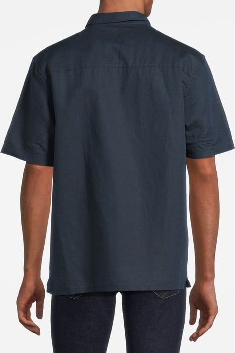 COTTON LINEN SHORT SLEEVE SHIRT DARK NAVY 2