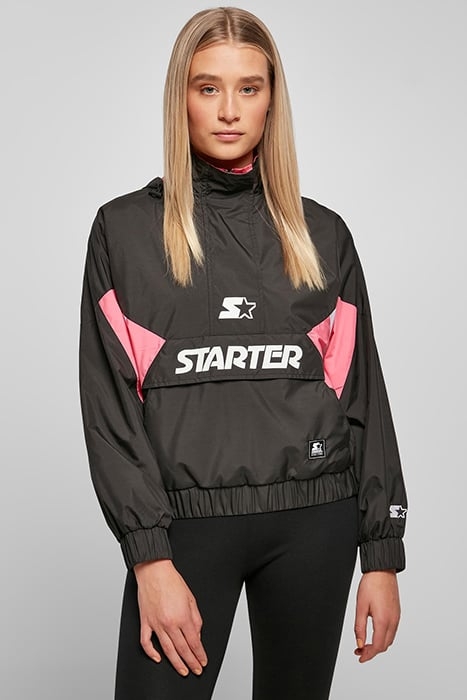 LADIES STARTER COLORBLOCK HALFZIP WINDBREAKER BLACK/PINKGRAP 1