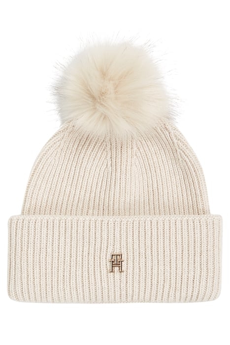 ELEVATED RIB BEANIE IN CASHMERE BLEND GREY 1