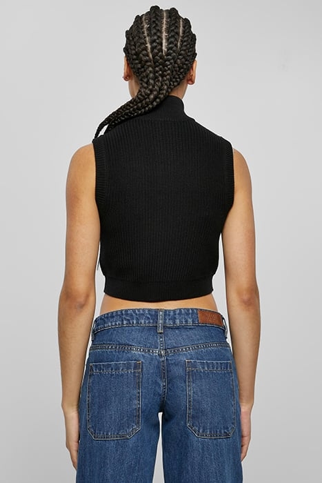 LADIES SHORT KNIT VEST BLACK 2