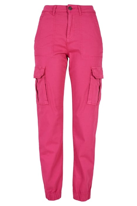 LADIES COTTON TWILL UTILITY PANTS HIBISKUS PINK 1