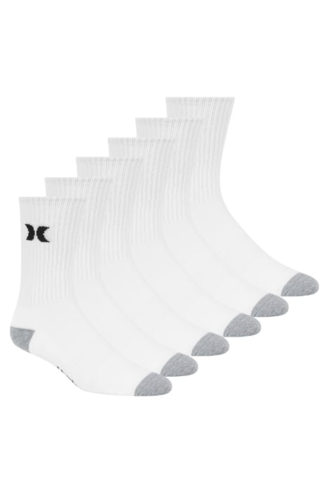 6PK MENS 1/2 TERRY CREW WHITE/BLACK 1