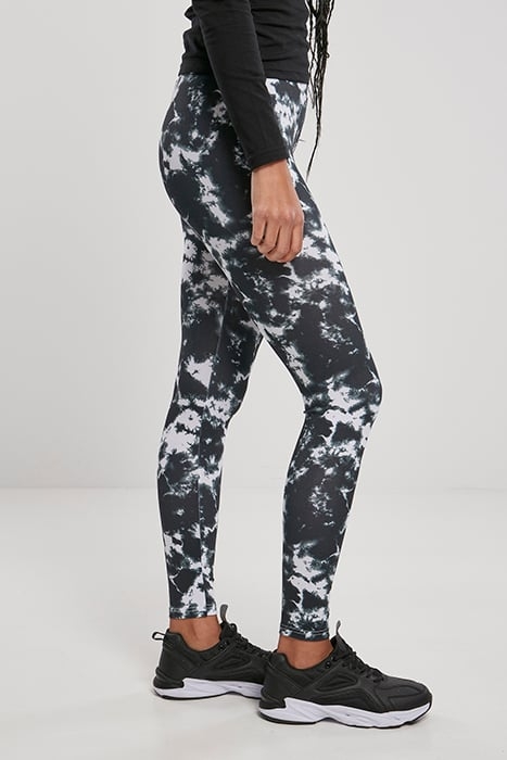 LADIES TIE DYE LEGGINGS BLACK/WHITE 7