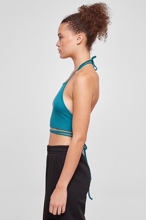 LADIES RIB TRAPEZE CROPPED TOP WATERGREEN 6