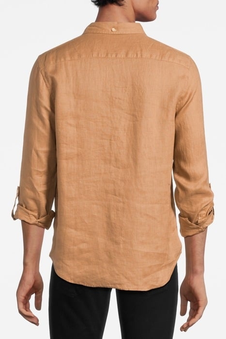 LINEN SHIRT WITH SLEEVE ROLL-UP CAMEL 2