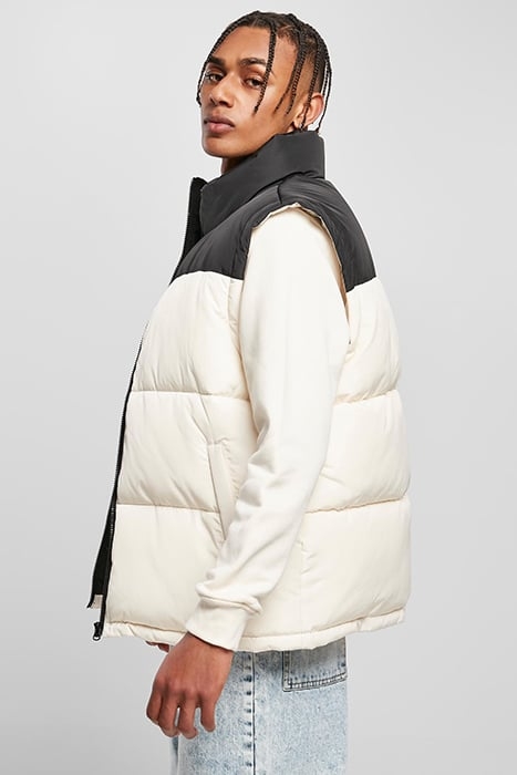 BLOCK PUFFER VEST BLACK/WHITESAND 6