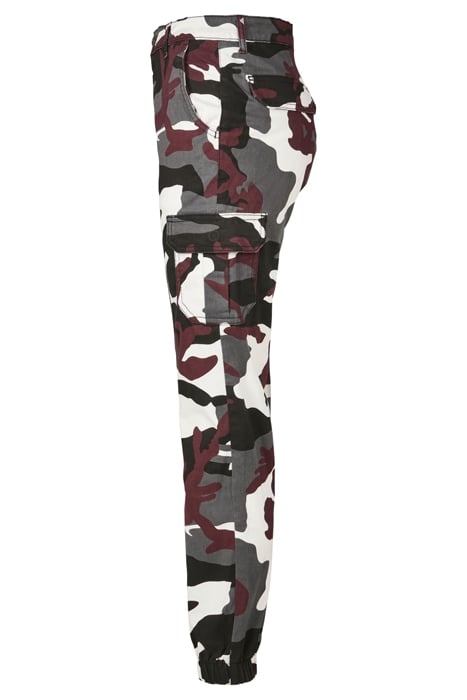 LADIES HIGH WAIST CAMO CARGO PANTS WINE CAMO 3