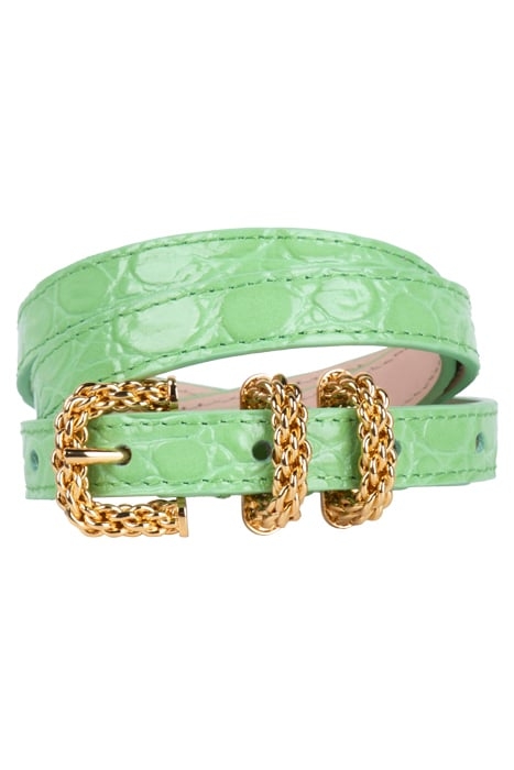 KAT FRESH GREEN CIRCULAR CROCO EMBOSSED LEATHER FRESH GREEN 1