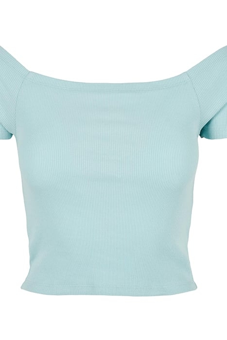 LADIES OFF SHOULDER RIB TEE SEABLUE 8