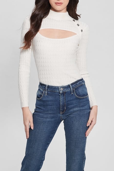 LS MOCK NECK CABLE N DOVE WHITE 1