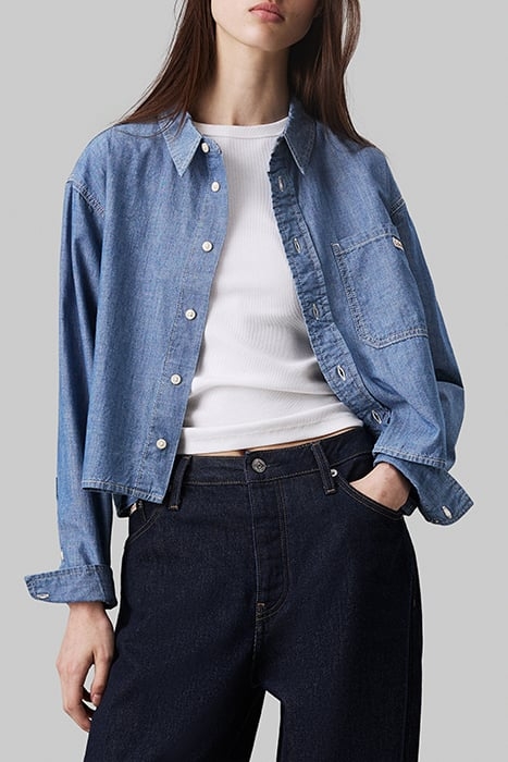 CROPPED DAD DENIM SHIRT DENIM MEDIUM 1