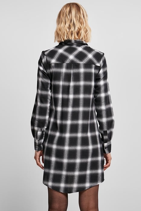 LADIES COTTON CHECK SHIRT DRESS BLACK/WHITE 2
