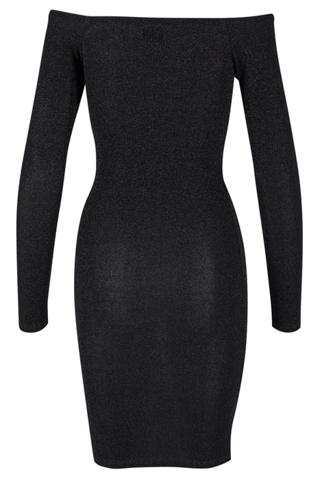LADIES OFF SHOULDER LONGSLEEVE GLITTER DRESS BLACK 5