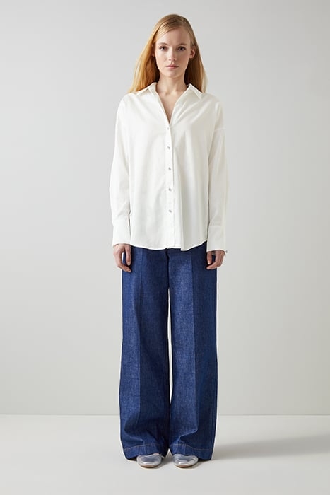 BEATRICE COTTON BUTTON-DOWN SHIRT PURE WHITE 1