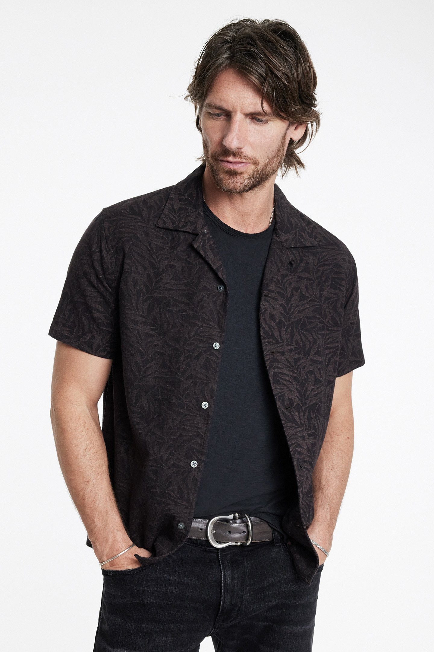 DANNY CAMP SHIRT W/ VINE LICORICE 1