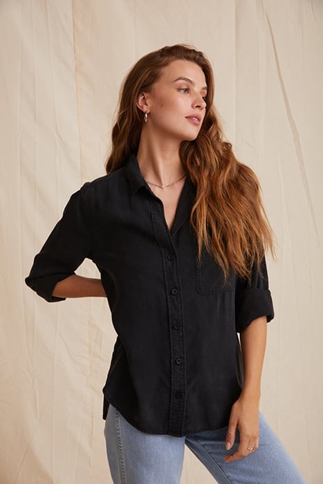 SHIRT TAIL BUTTON DOWN VINTAGE BLACK 1