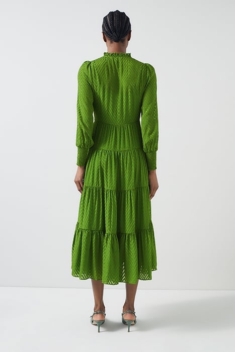 FLORA CHEVRON MIDI DRESS BRIGHT GREEN 3
