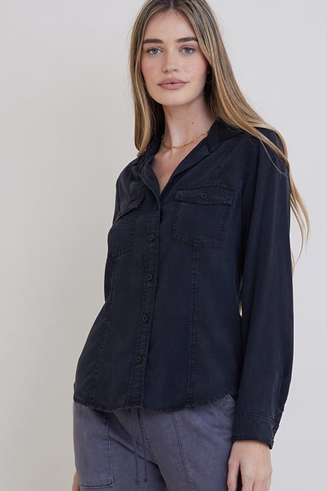 LONG SLEEVE SEAMED SHIRT VINTAGE BLACK 1