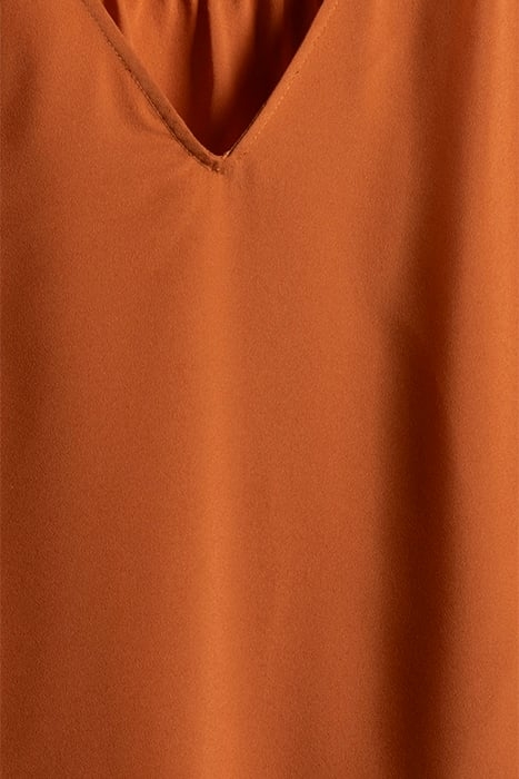 CREPE LIGHT V NK SHOULDER TOP BROWN 3