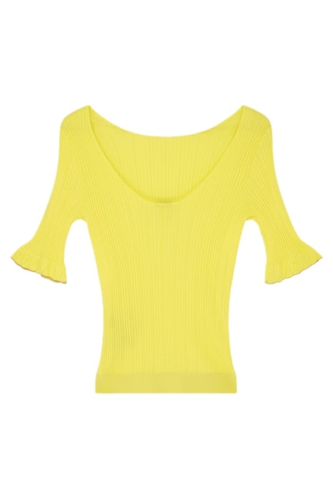 WOMENS KNITTED SWEATER SS SCOOP NECK YELLOW 1
