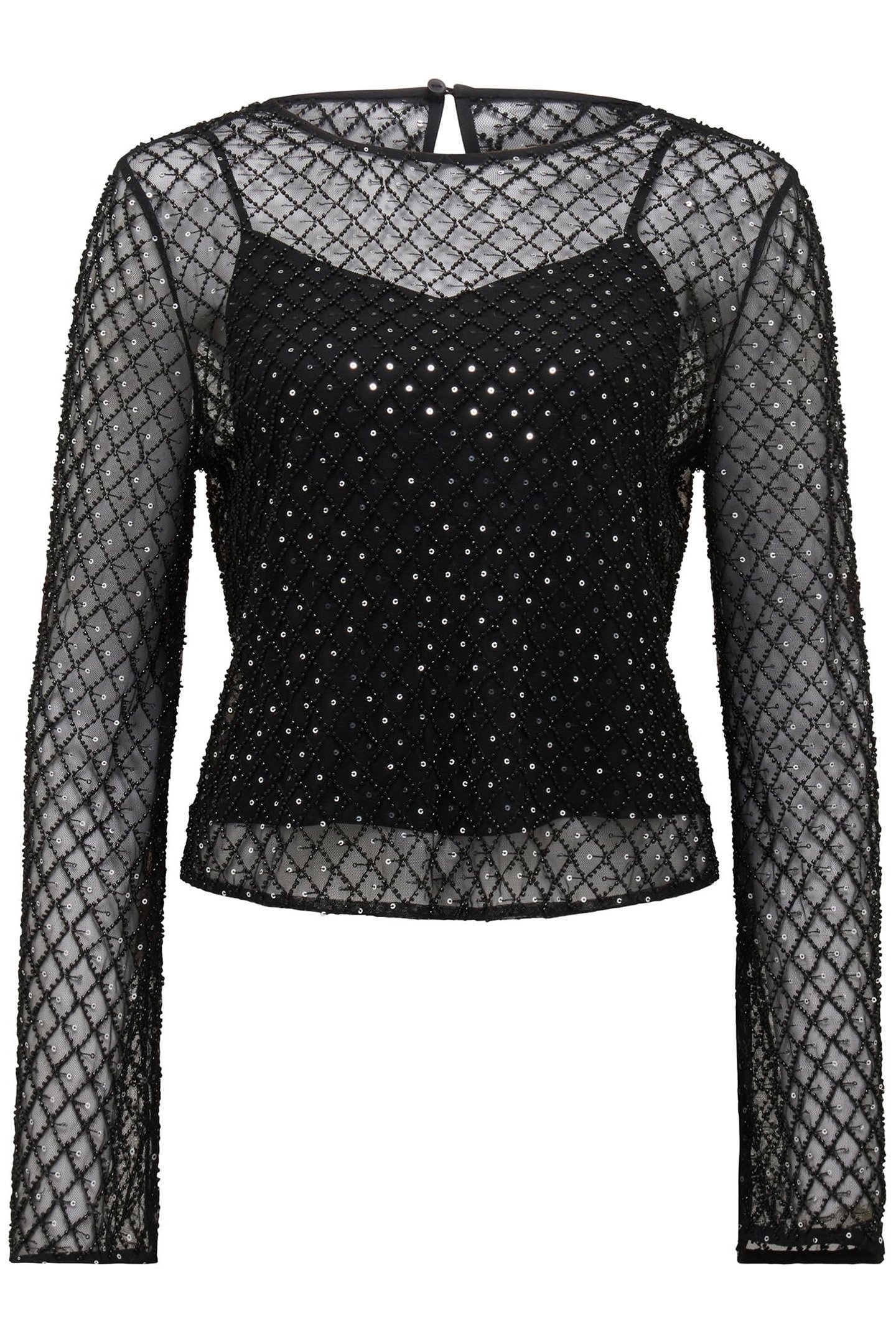 BEATRIX SHEER BEADED TOP BLACK 4