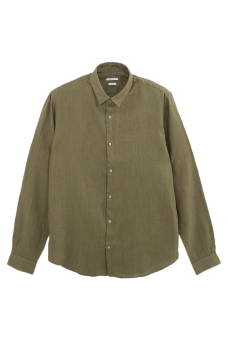 ARMY GREEN PURE LINEN SLIM SHIRT 4