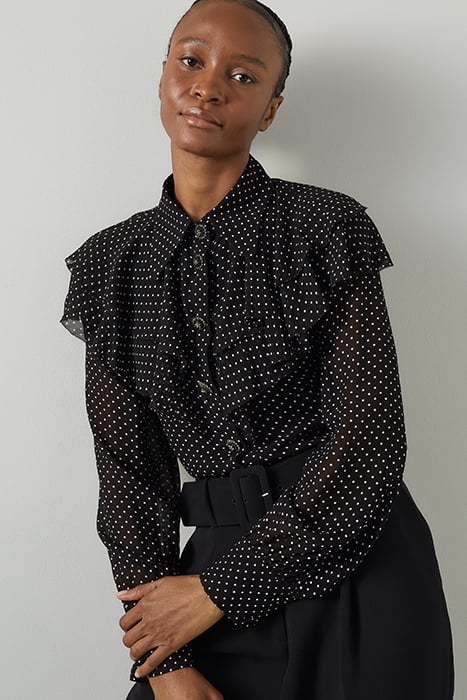 MARGAUX RUFFLE BLOUS BLACK/CREAM 1