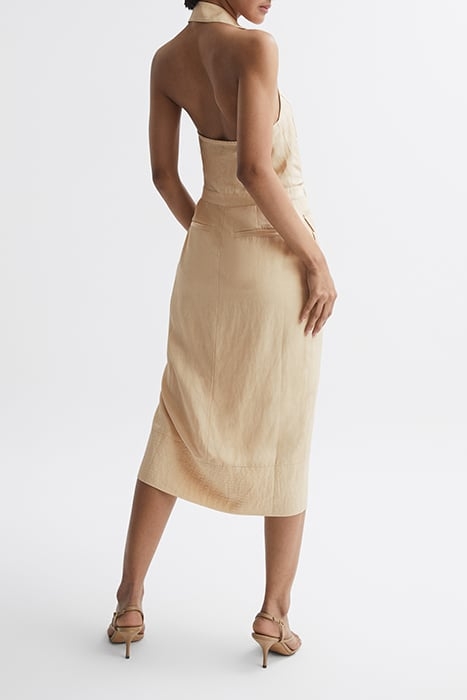 CAMILLA-LINEN HALTER MIDI NEUTRAL 3