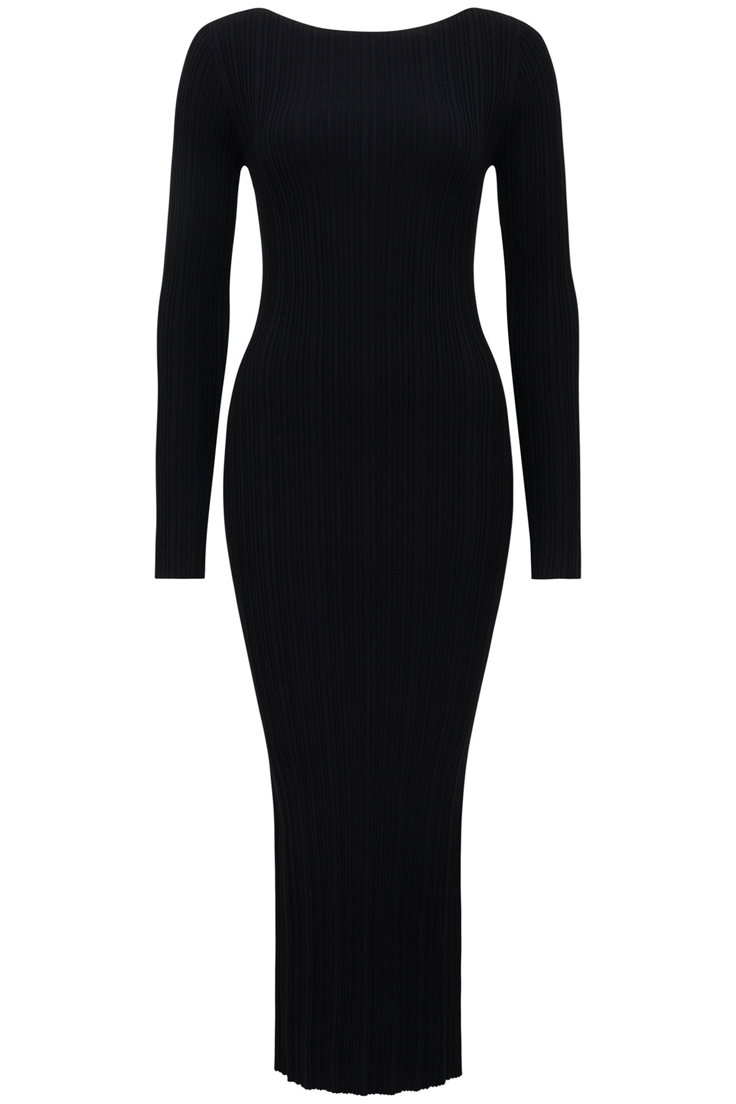 EVIE LONG SLEEVES RIB KNITTED DRESS BLACK 3