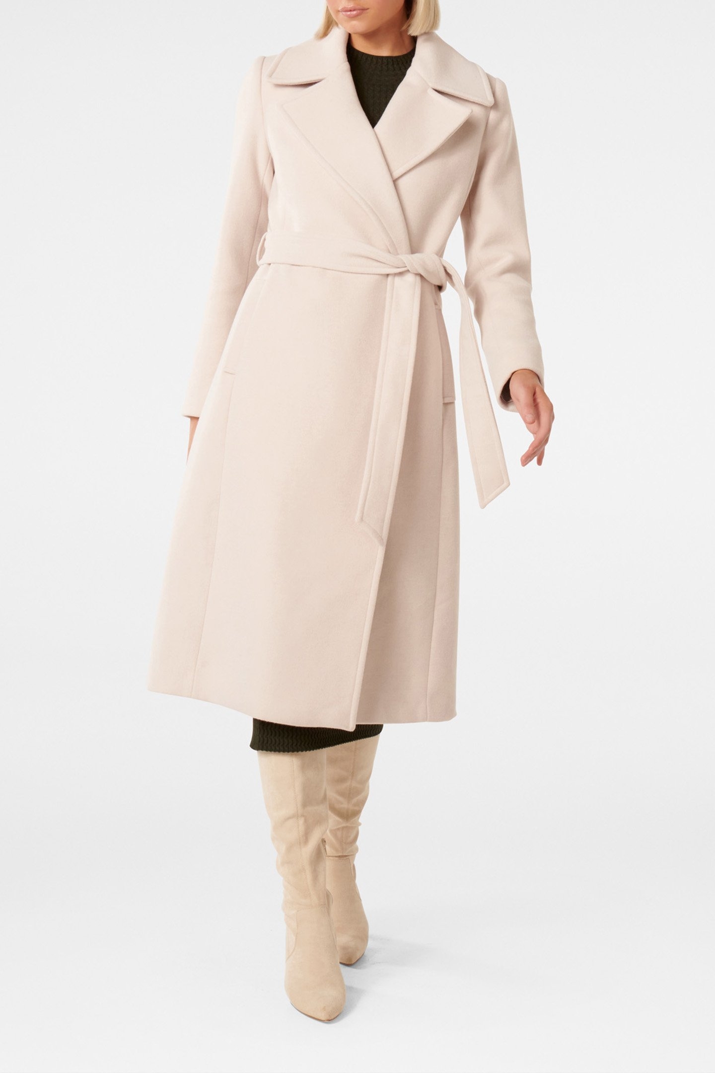 AMANDA BELTED WRAP COAT MINK 1