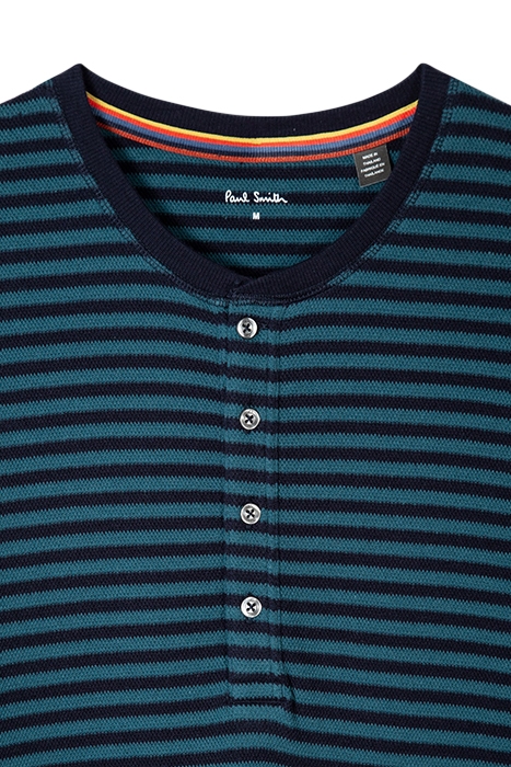 MEN TOP SS HENLEY STRP NAVY 6