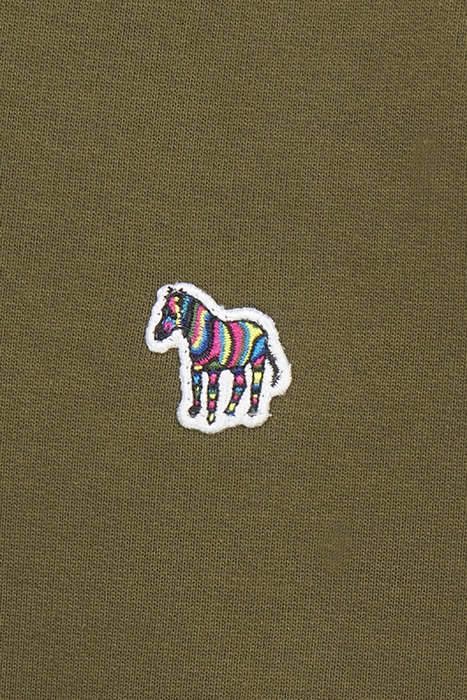 MENS REG FIT PLACKET SWEATSHIRT ZEBRA OLIVE GREEN 4